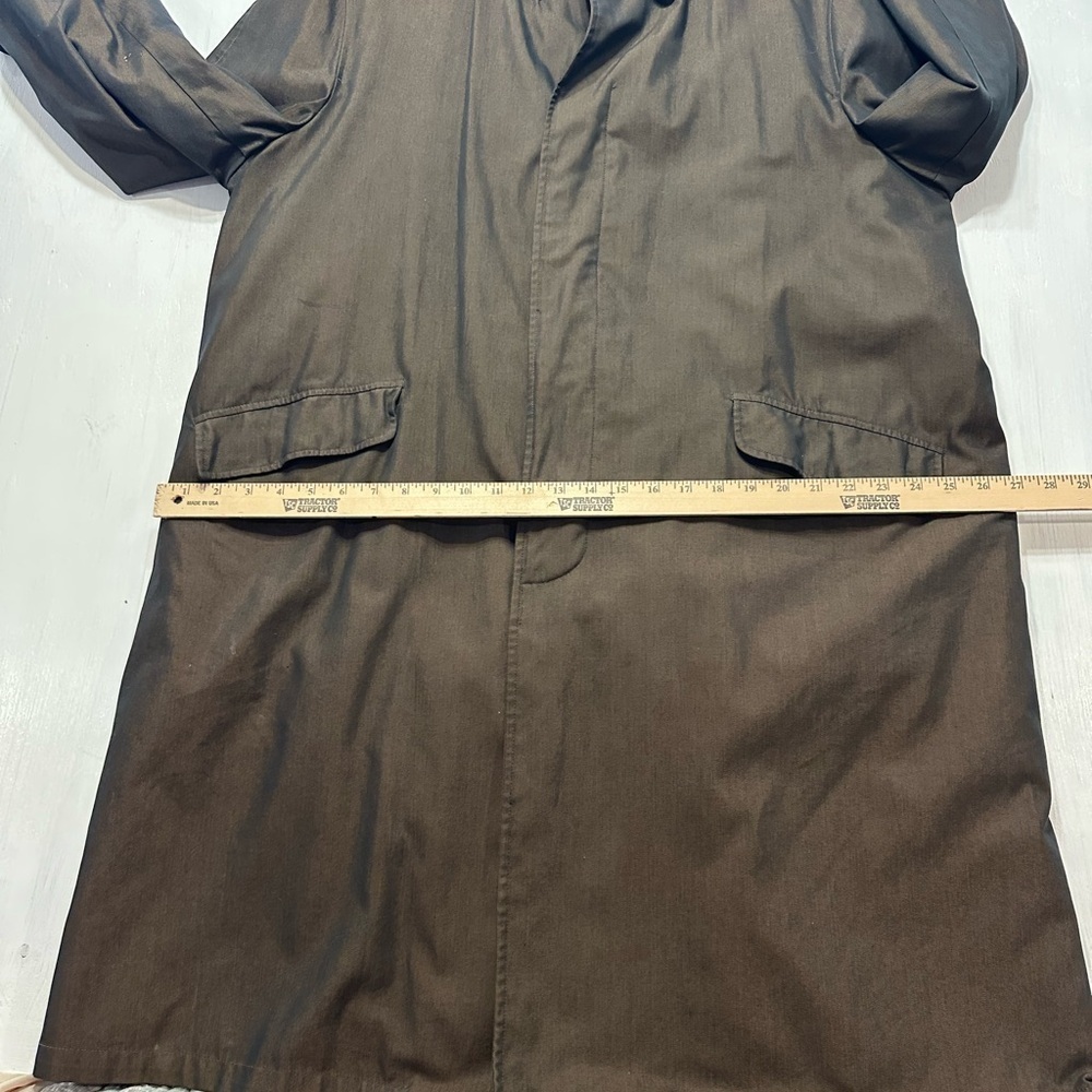1960s 70s Vintage Larini Men’s 44L Brown Raincoat Overcoat Cravenette Lined - Picture 5 of 12